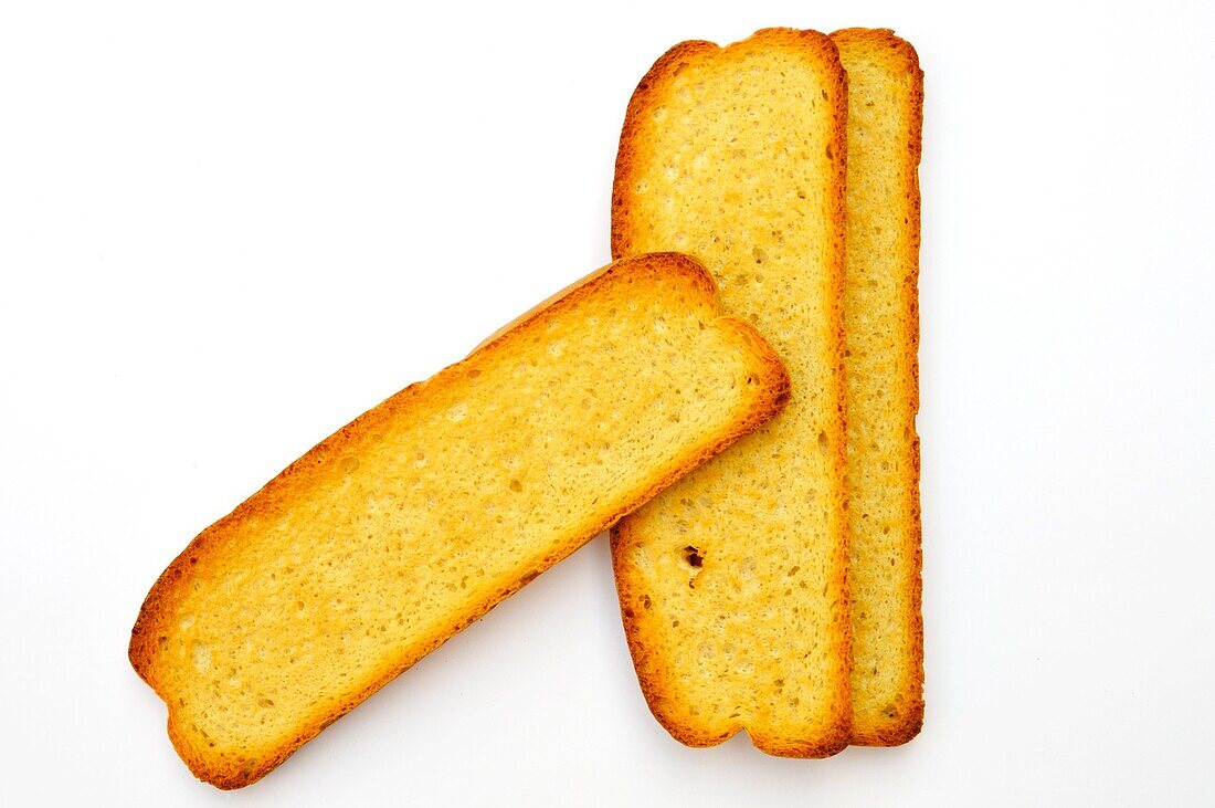 Sliced of baked dry bread