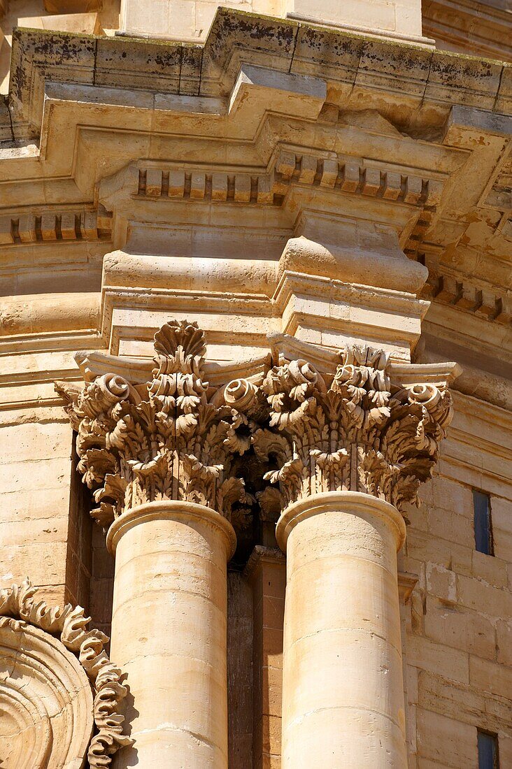 Ionic Column capitals of the Baroque Church of St George designed by Gagliardi 1702, Modica, Sicily