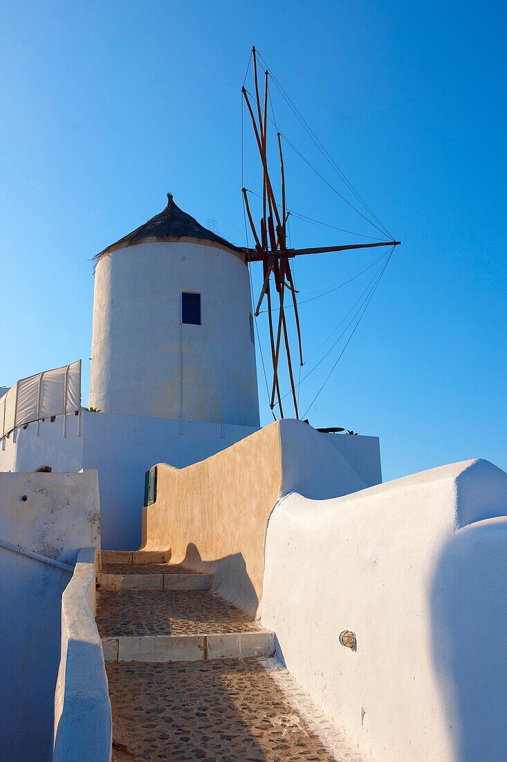 Oia Ia Santorini - Windmills Greek Cyclades islands.
