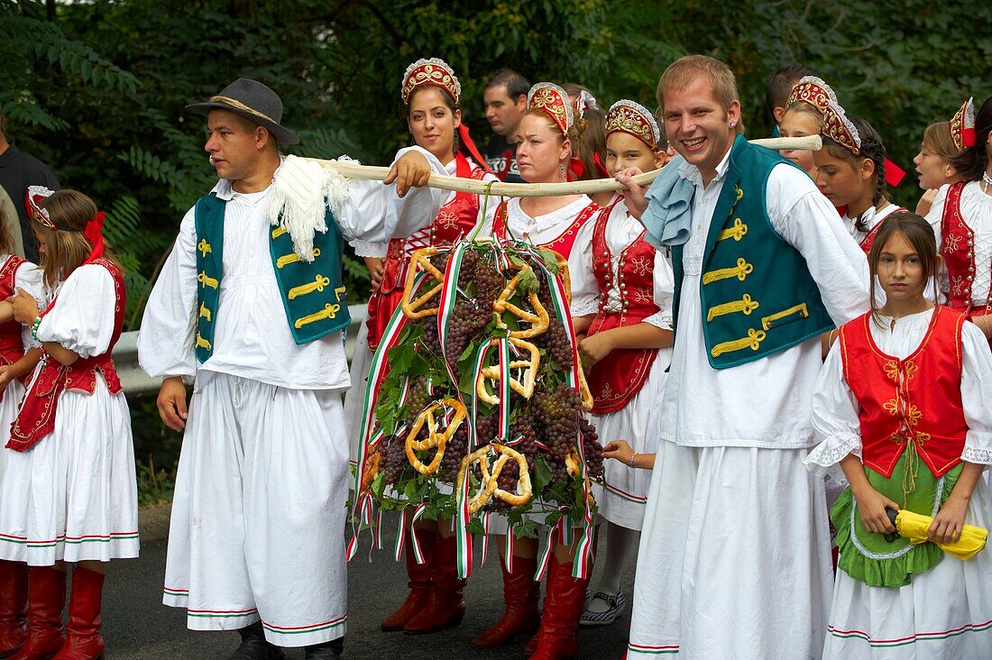 People in traditional Hungarian dress - Annual wine harvest festival szuret fesztival - Badacsony - Balaton - Hungary