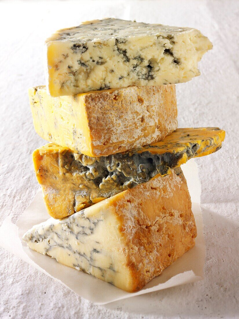 British Blue Cheese -From the top - Blue Vinney, Stilton, Blacksticks Blue, Creamy Stilton