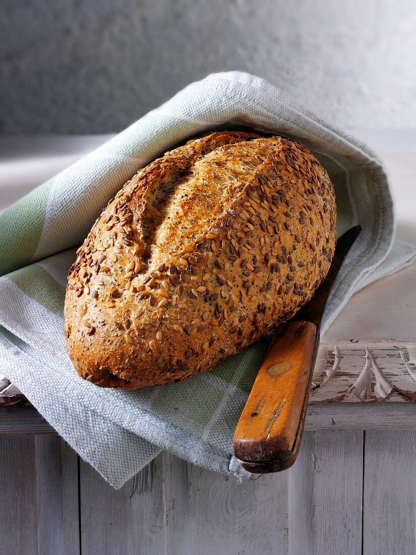 Artisan organic seeded Rye bread loaf