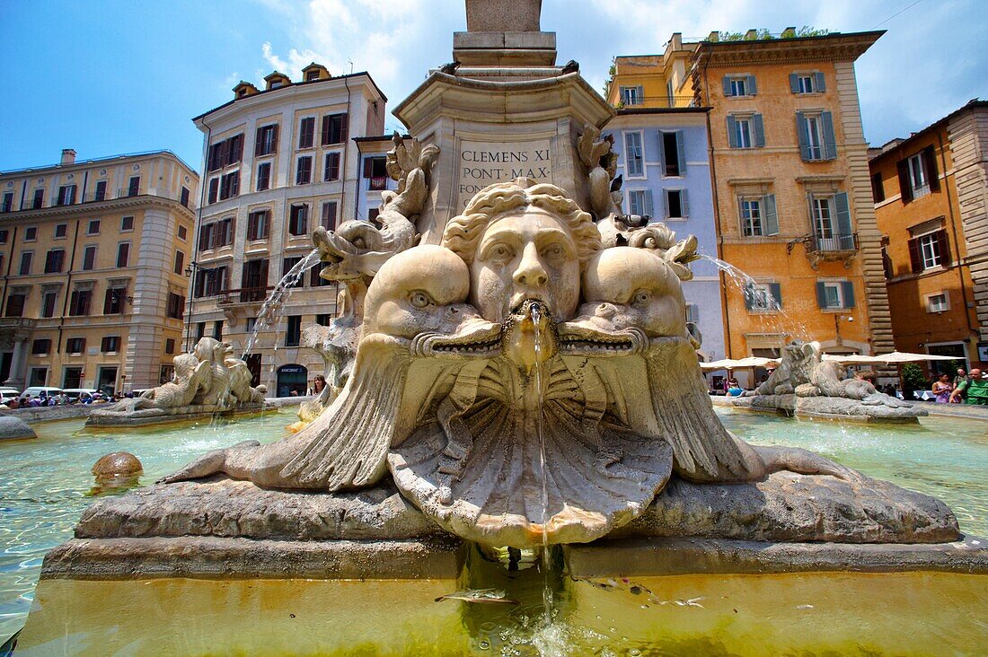 Baroque fountain outside the Pantheon Piazza Minerva, Rome