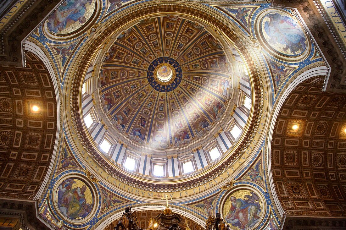 The dome interior of St Peter's by Michelangelo, The Vatican, Rome
