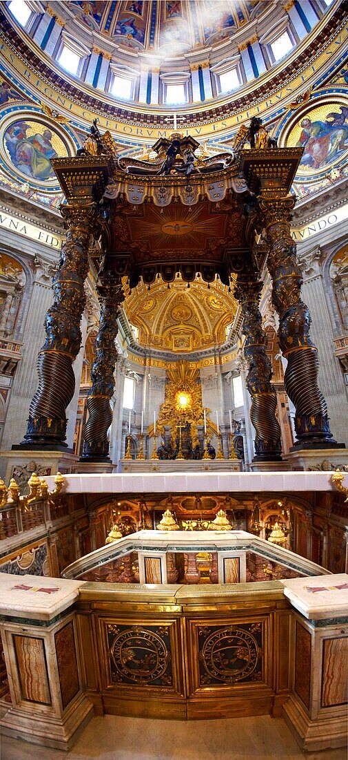 Baroque Canopy baldacchino by Bernini in St Peter's, The Vatican, Rome
