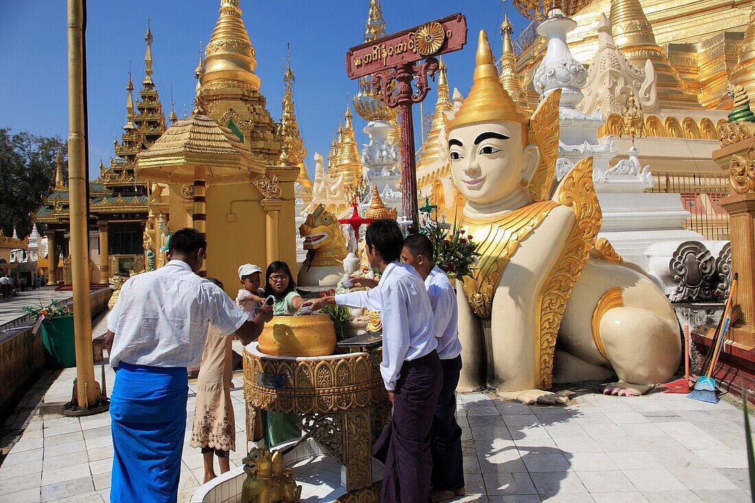 Myanmar, Burma, Yangon, Rangoon, Shwedagon Pagoda, people
