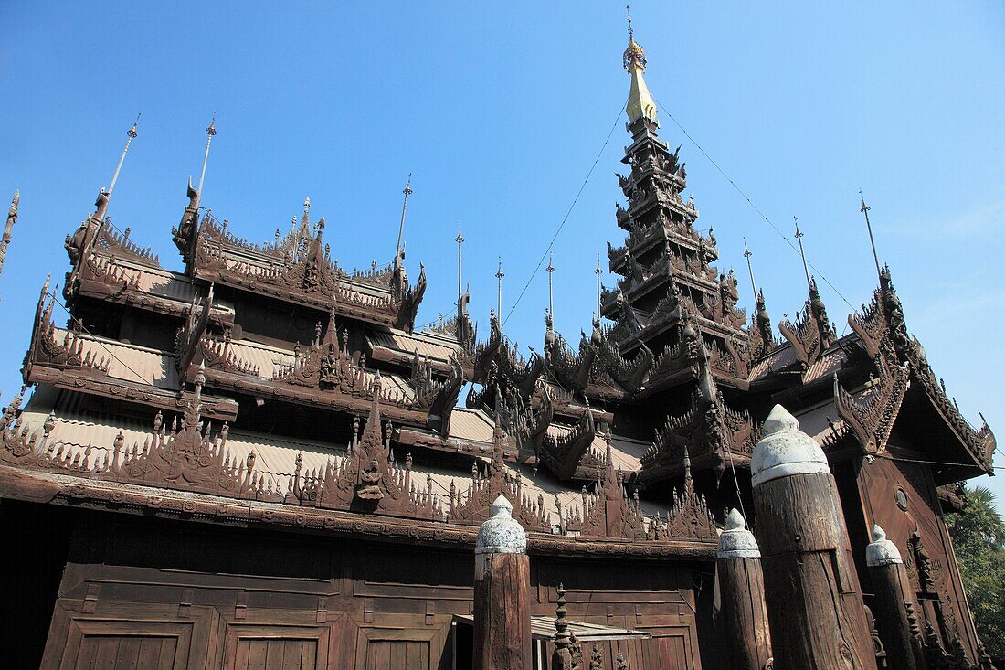 Myanmar, Burma, Mandalay, Shwe In Bin Kyaung wooden monastery