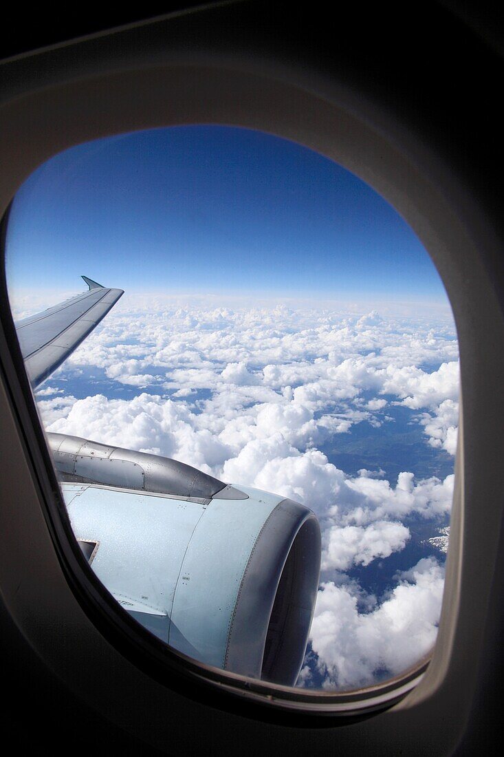 View through airplane window