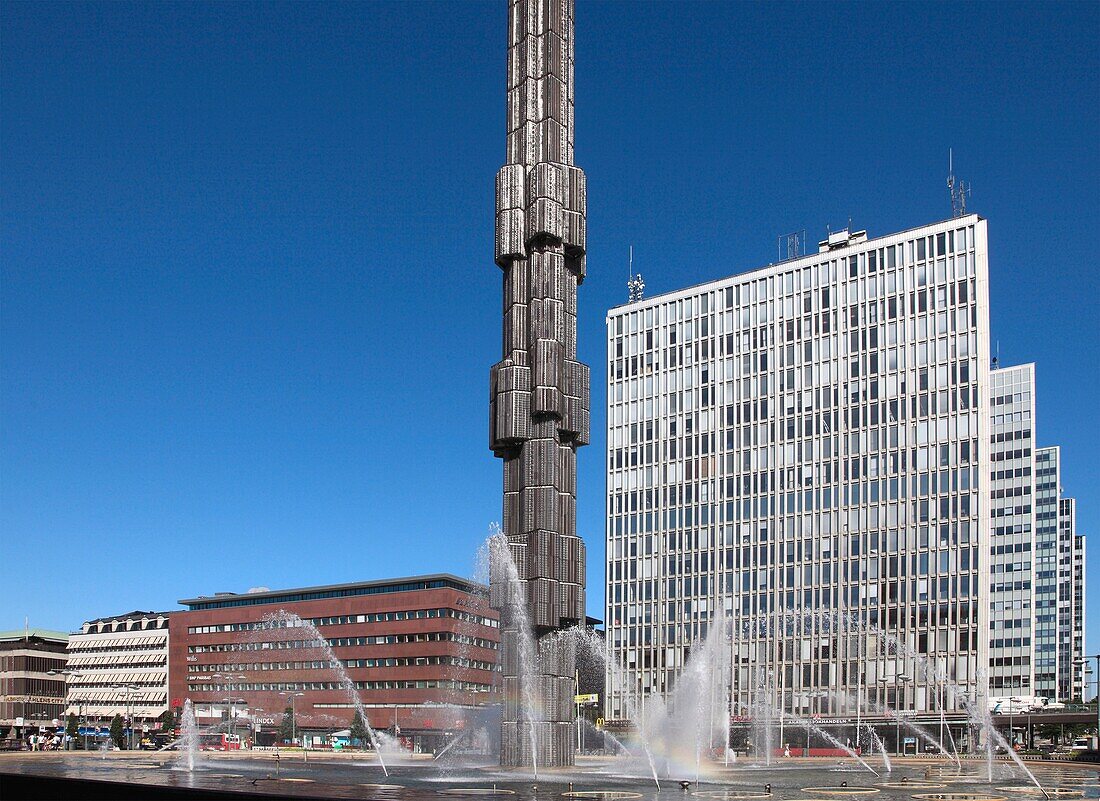 Sweden, Stockholm, Sergels Torg, main square, modern architecture, fountain