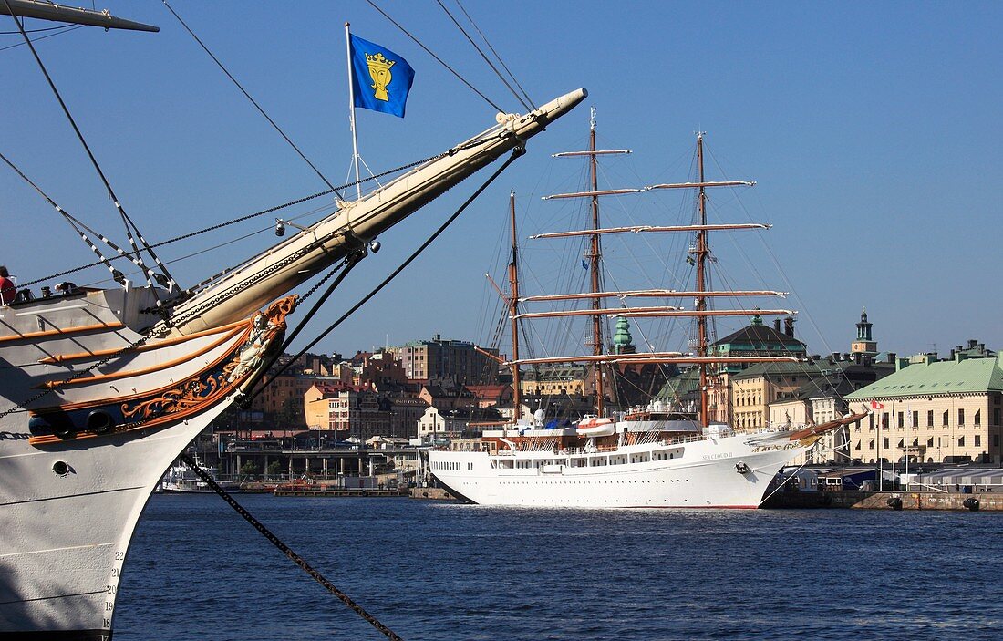 Sweden, Stockholm, sailing ship in the harbour