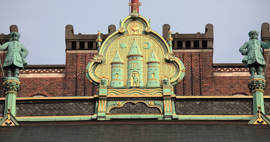 Denmark, Copenhagen, City Hall, architecture detail