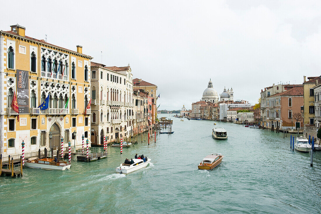 View along Grand Canal to Santa Maria della Salute, Venice, Veneto, Italy