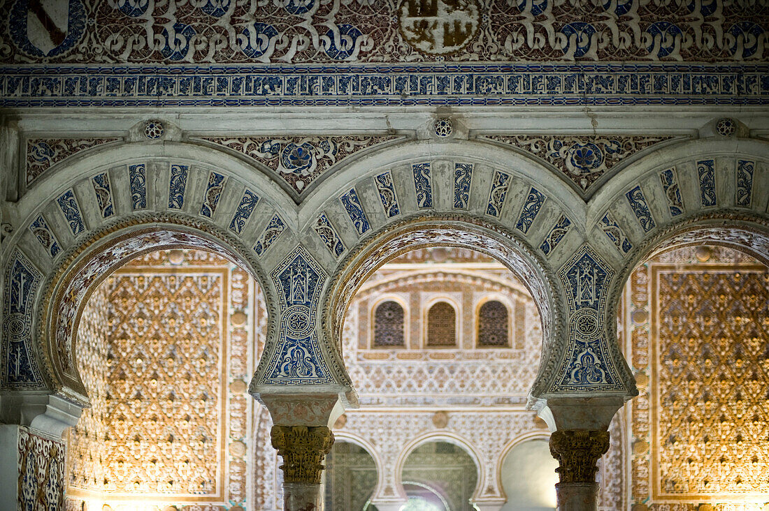 Ornamente, Alcazar, Sevilla, Andalusien, Spanien