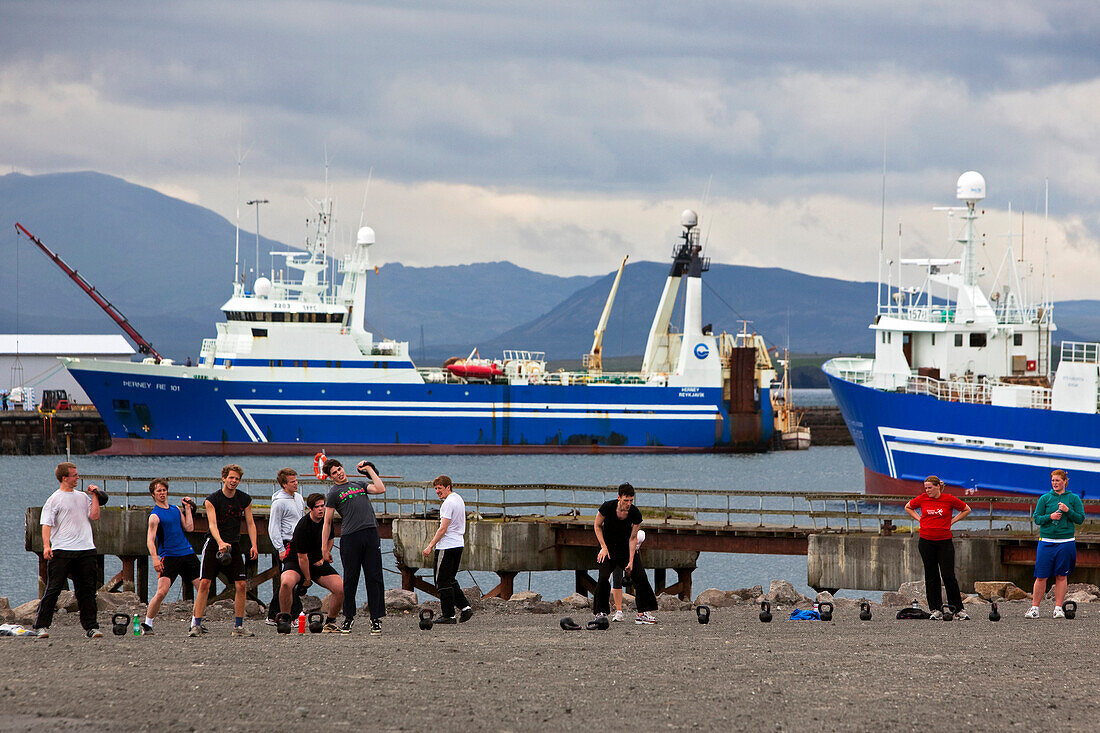 Sports Activities on the Port of Reykjavik, Iceland, Europe