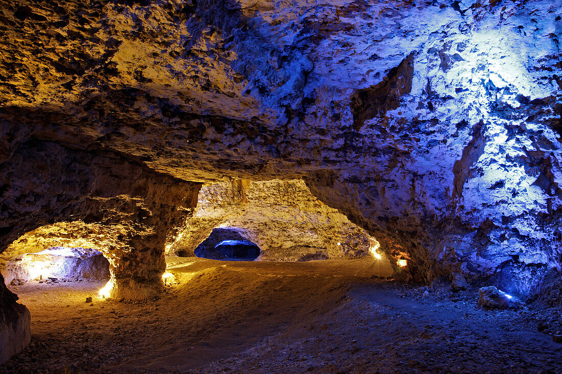 Illumination For the Sound and Light Show in the Caverns of the Foulon Caves, Limestone Geological Site, Chateaudun, Eure-Et-Loir (28), France