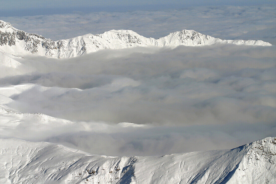 Snow-Covered Mountains and a Sea of Clouds, Gourette, Pyrenees-Atlantiques (64), France