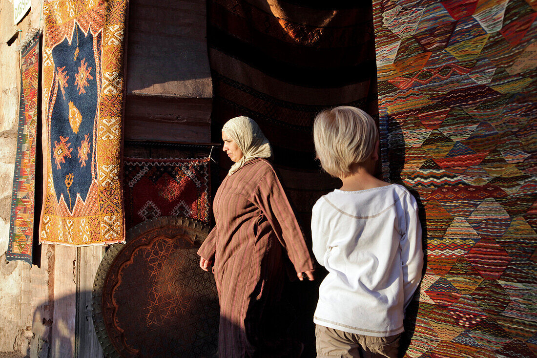 Entrance to the Bazaar (Rug Market) in the Heart of the Medina, Marrakech, Morocco