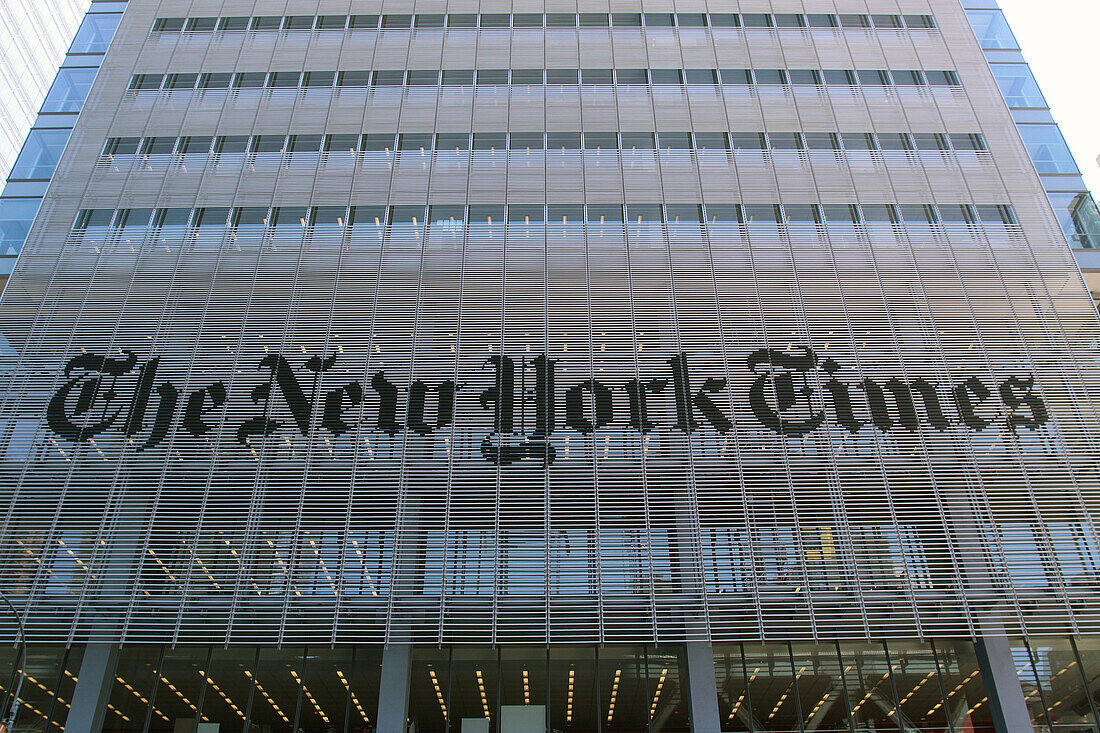 Facade of the Headquarters of the Daily Paper 'The New York Times', Midtown Manhattan, New York City, New York State, United States