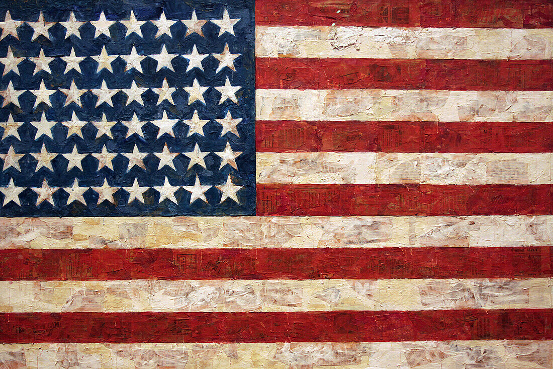 The American Flag, a ‘Pop Art’ Work By Jasper Johns Exhibited in the Moma, (Museum of Modern Art), Midtown Manhattan, New York City, New York State, United States