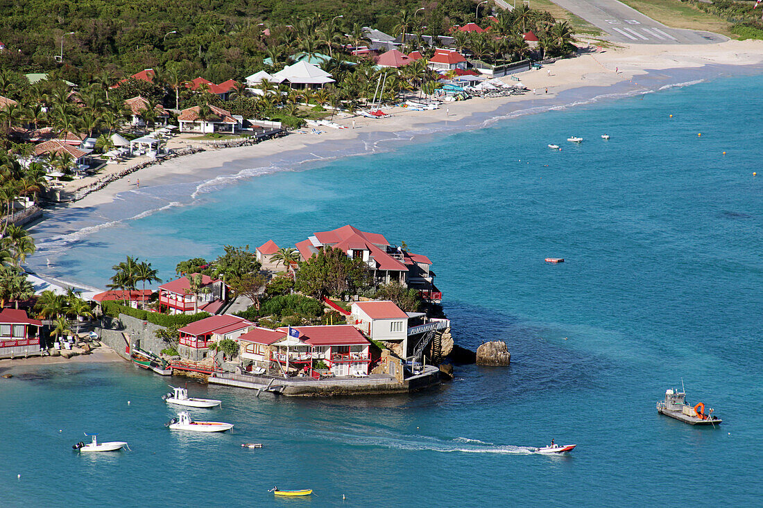 View of Saint Jean Beach and the Luxury Hotel Eden Rock, Relais Et Chateaux, Saint Barthelemy, French Lesser Antilles, Caribbean