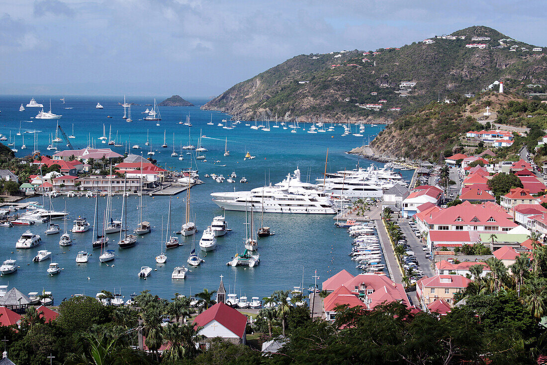 The Marina and Town Center, General View of Gustavia, Saint Barthelemy, French Lesser Antilles, Caribbean