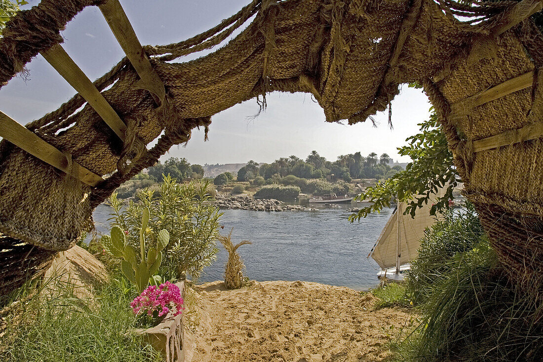 Small Sand Beach on the Left Bank of the Nile, Aswan, Egypt, Africa
