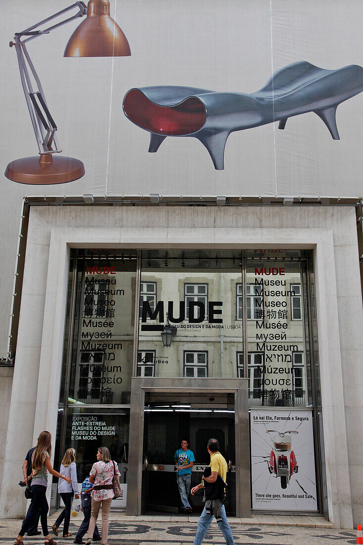 Facade of the Mude, Museum of Design and Fashion, (Museu Do Design E Da Moda), La Baixa Neighborhood, Lisbon City Center, Portugal