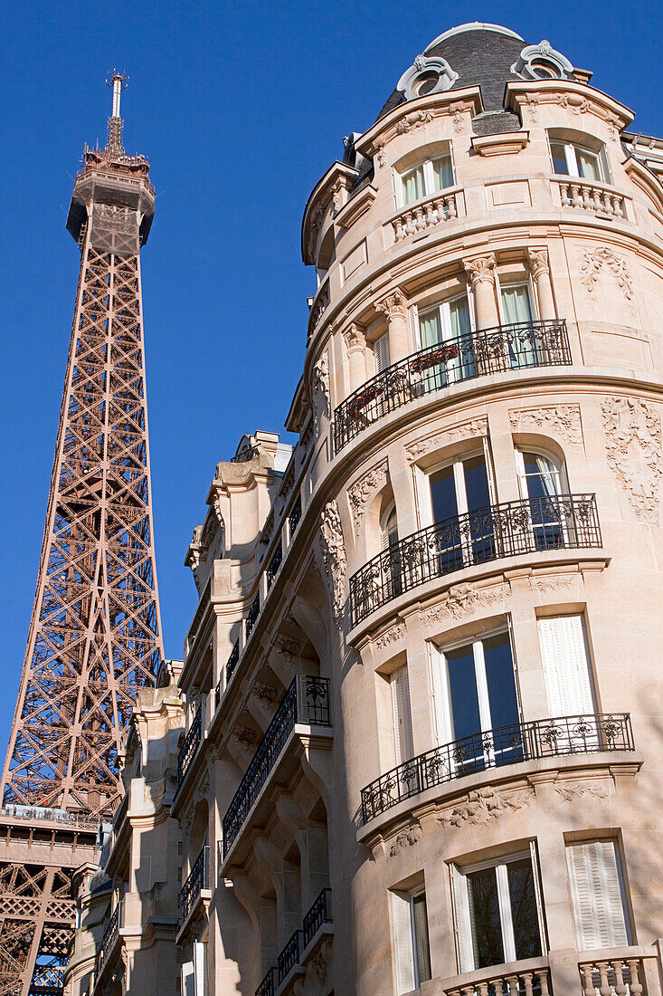 Haussman Building and Eiffel Tower, Paris, France