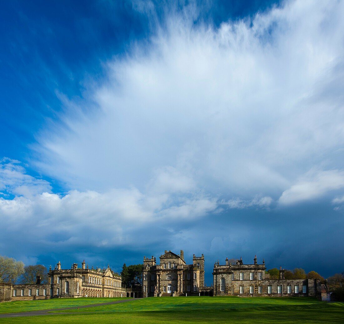 England, Northumberland, Seaton Delaval Hall Dramatic clouds above Seaton Delaval Hall, a property located in the south of the county, and recently purchased by the National Trust