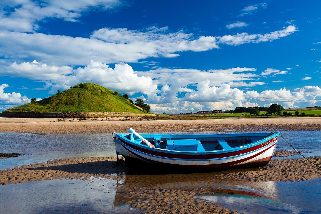 England, Northumberland, Alnmouth Boats on the tidal Aln Estuary at Alnmouth The hill in the distance is known as Church Hill