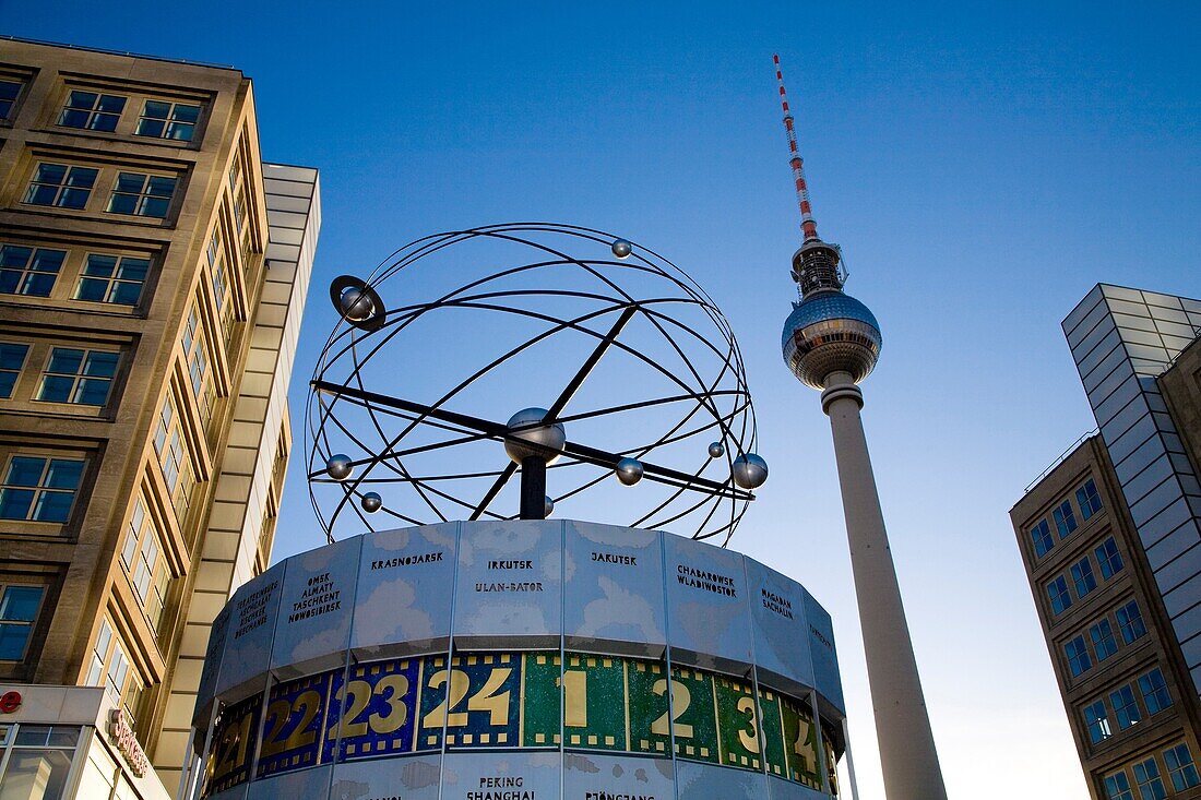 Tv Tower and World Clock Alexanderplatz Berlin Germany