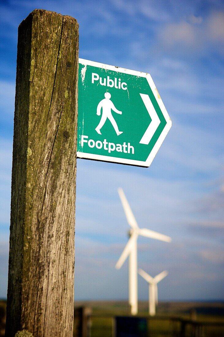 Public footpath through windfarm