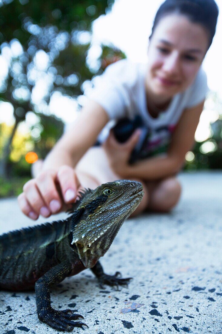 Stroking the Water Dragon, Murwillumbah, Australia, April 2010