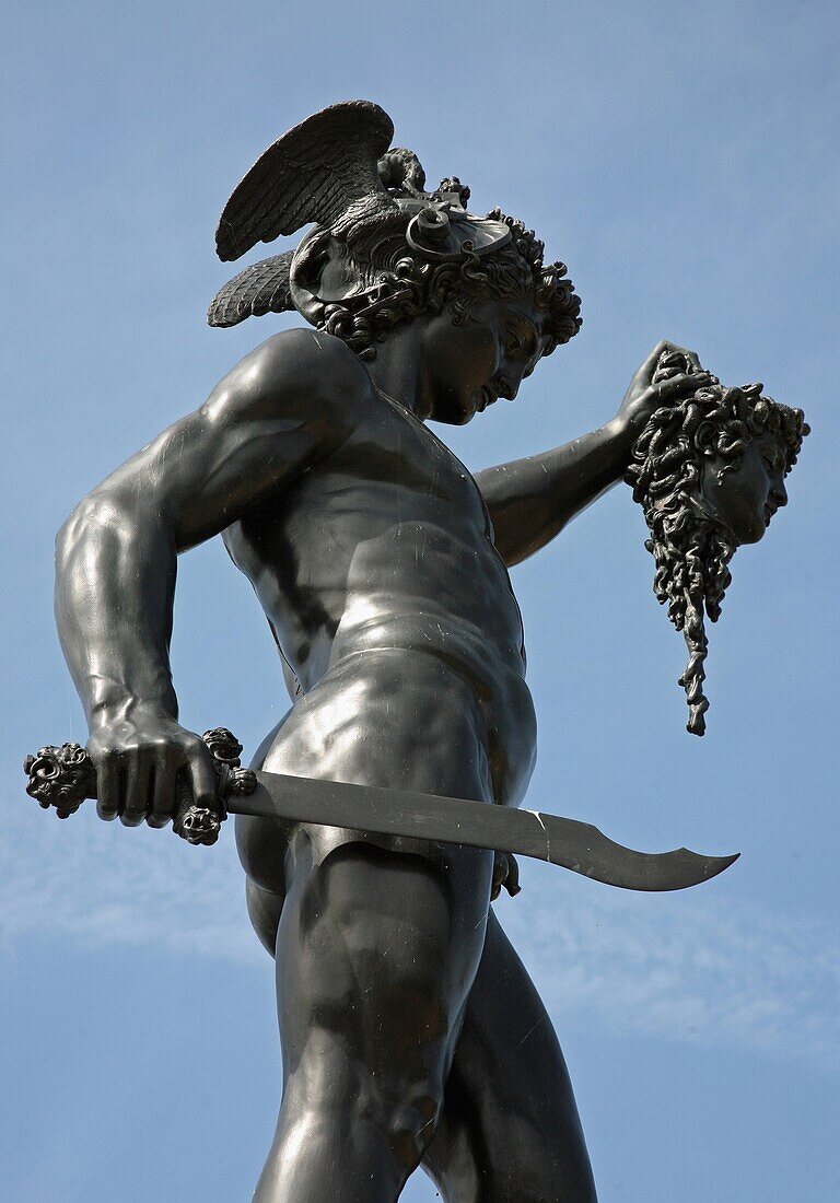 Statue of Perseus with the head of Medussa sculpture at Trentham Gardens Estate Stoke-on-Trent, North Staffs, Staffordshire