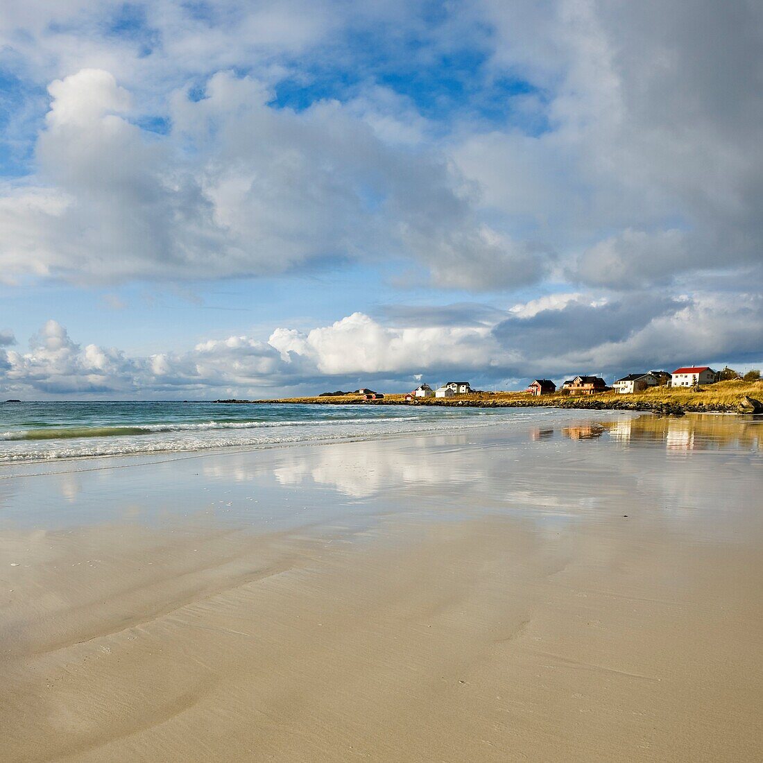 Scenic beach at Ramberg, Flakstadøy, Lofoten islands, Norway