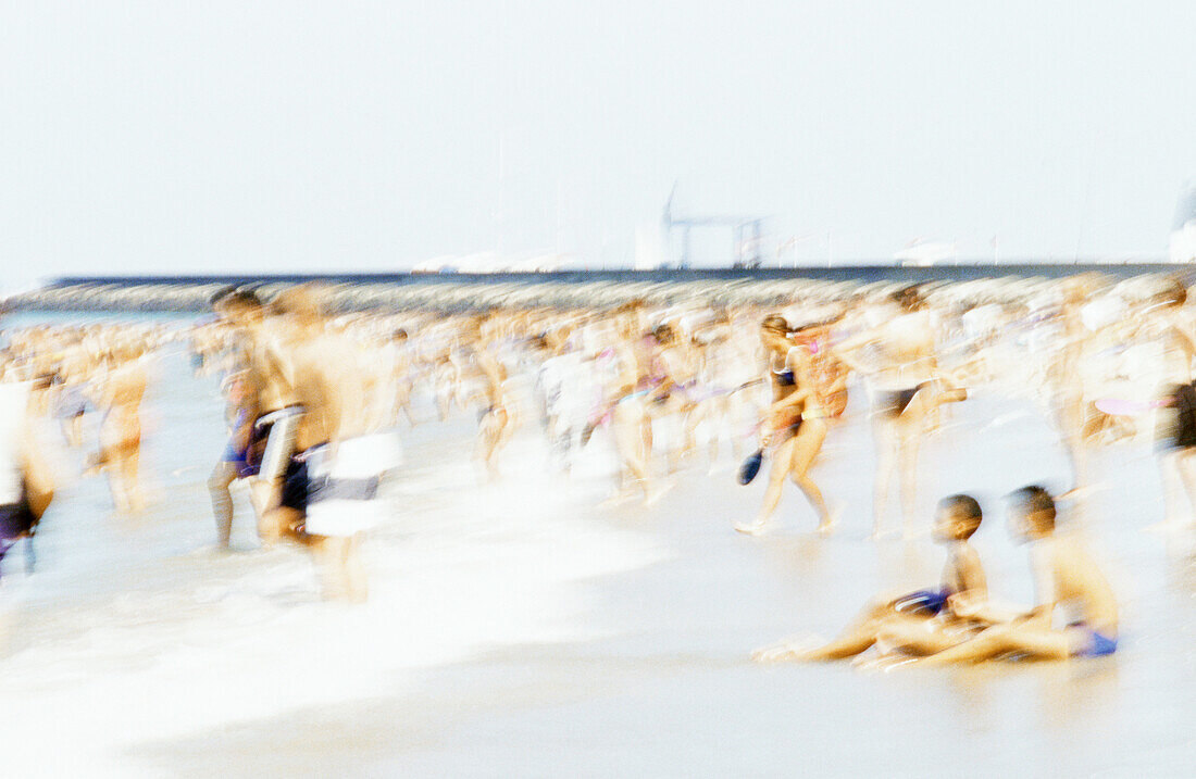 People on beach, blurred