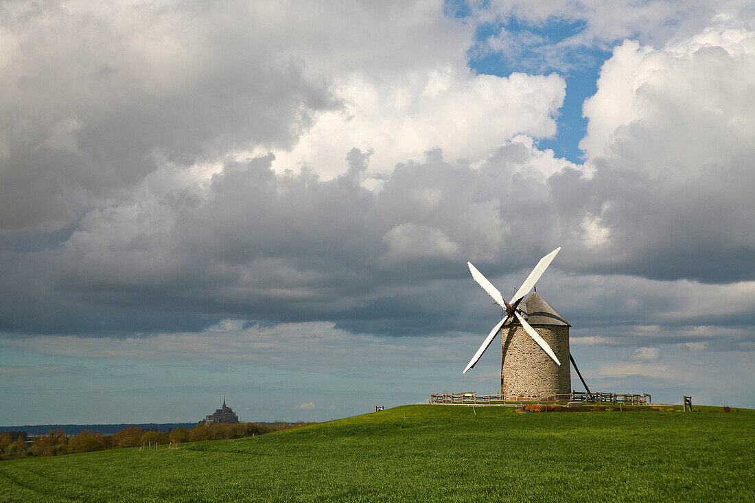 Windmill and Rural Field, Normandy, France