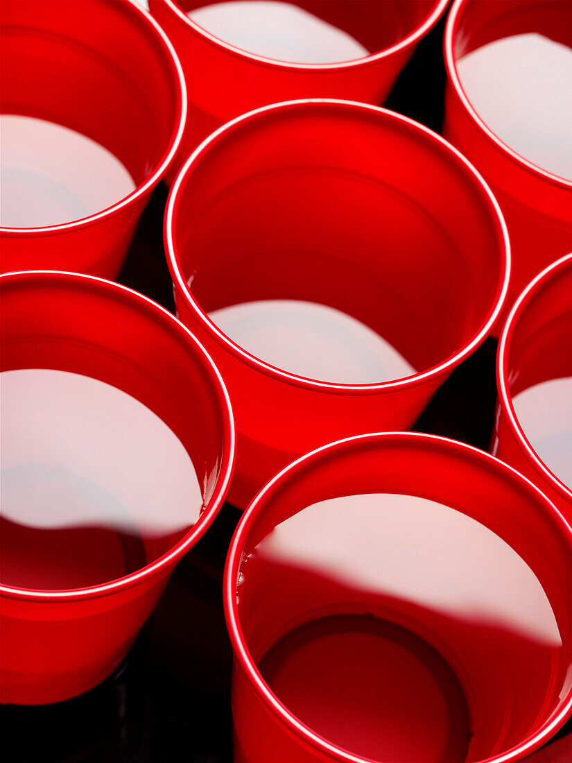 Red Plastic Cups of Water