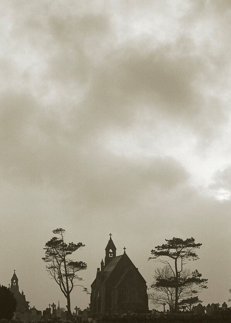 Rural Church and Trees, Silhouette, Ireland