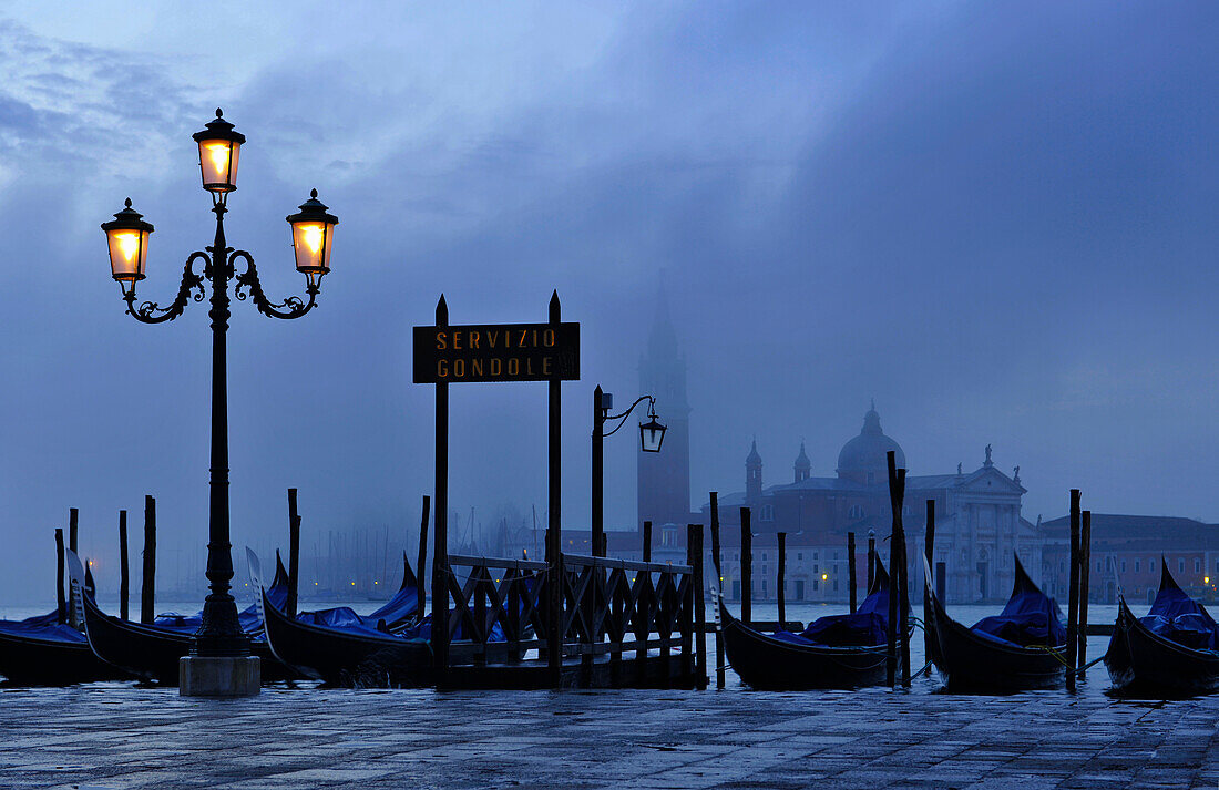 Lantern, Gondolas, Piazzetta, San Giorgio, Venice, Italy