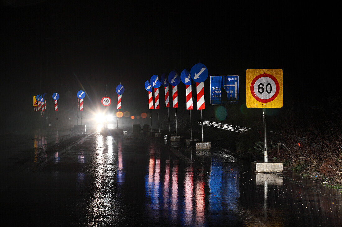 Trafic sign near Sparta, Peloponnes, Greece