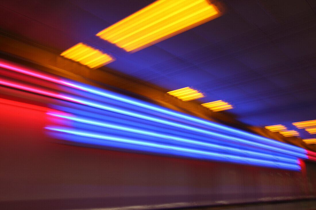 Neon art, Munich airpport, Terminal 1, Munich, Bavaria, Germany