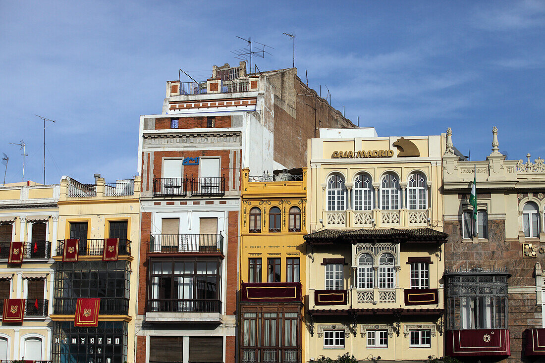 Häuserreihe, Plaza San Francisco, Sevilla, Andalusien, Spanien