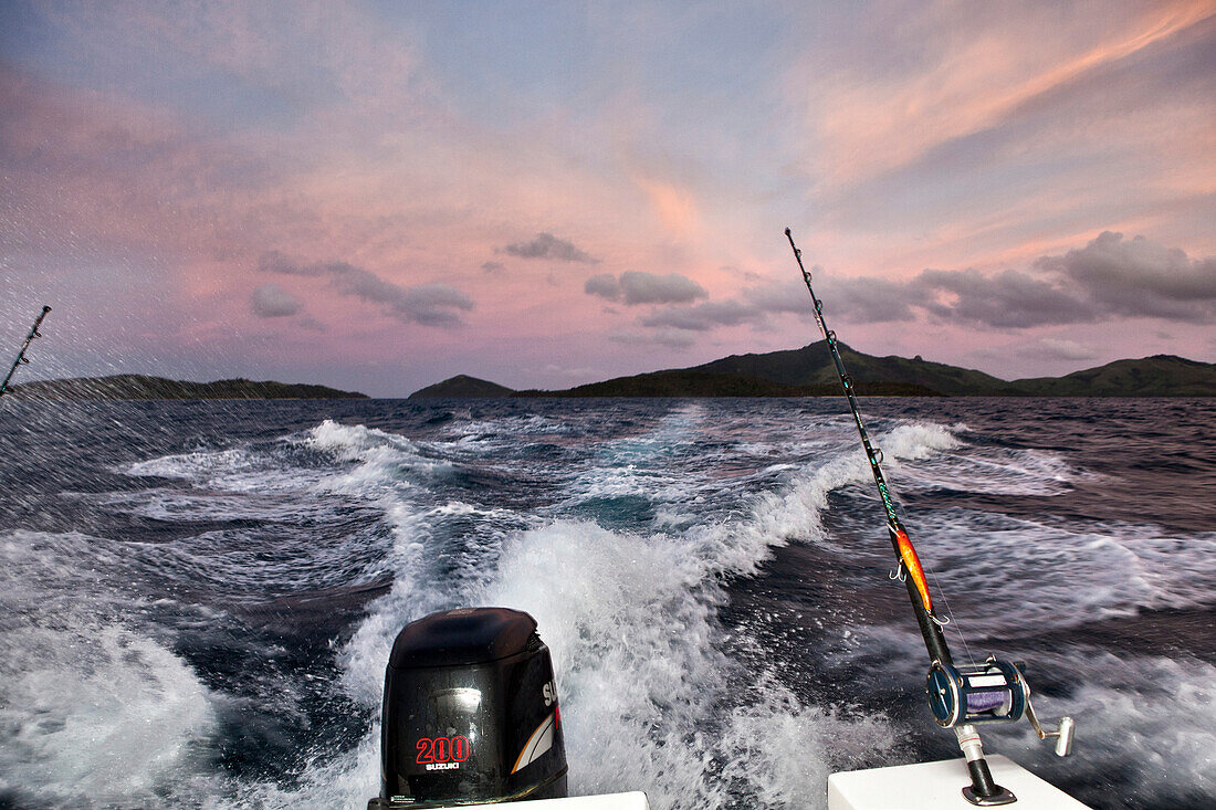 Wake From Fishing Boat At Sunrise, Fiji