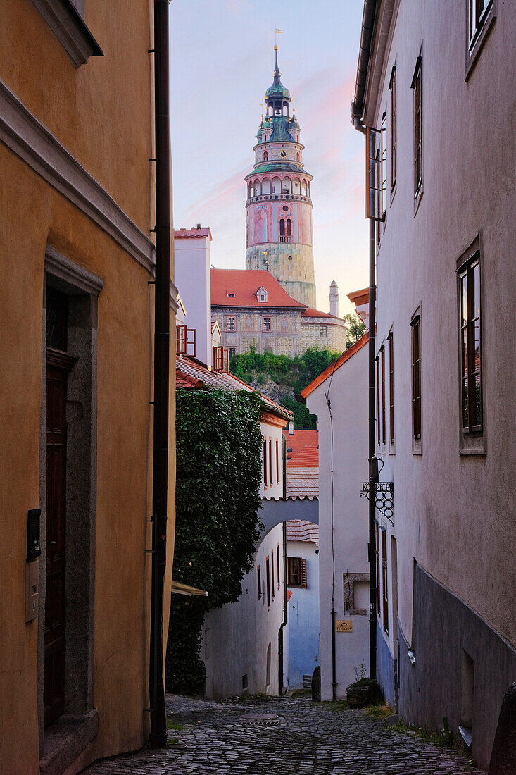 Alleyway through an Old City, Cesky Krumlov, Bohemia, Czech Republic