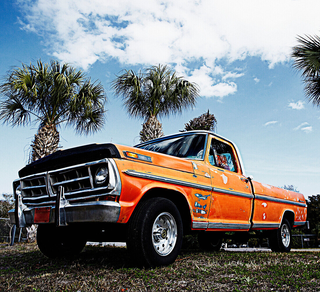 Weathered Orange Truck, Bradenton, Florida, United States