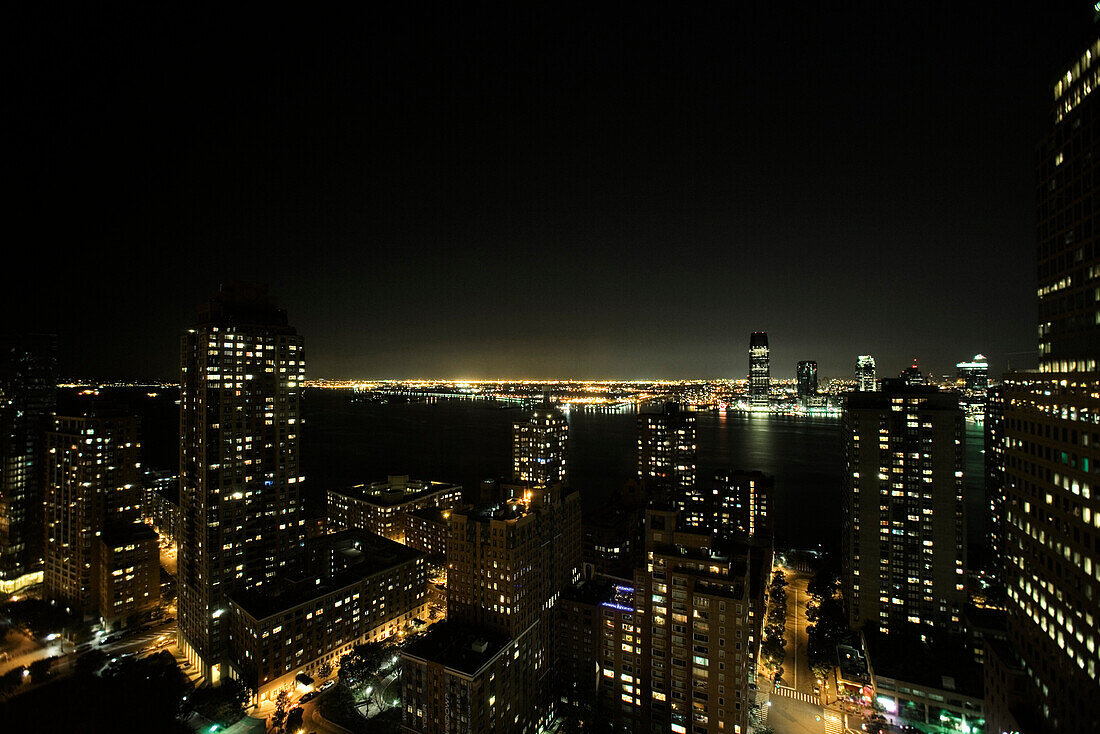 City illuminated at night