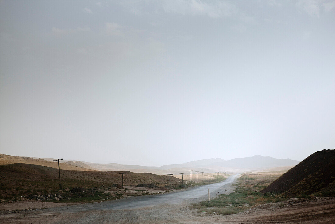 Uzbekistan, road through desert