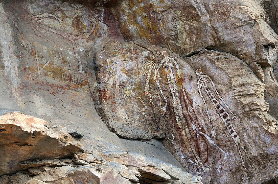 Arboriginal rock art, Nanguluwur Gallery, Nourlangie Ranges, Kakadu National Park,  Northern Territory, Australia