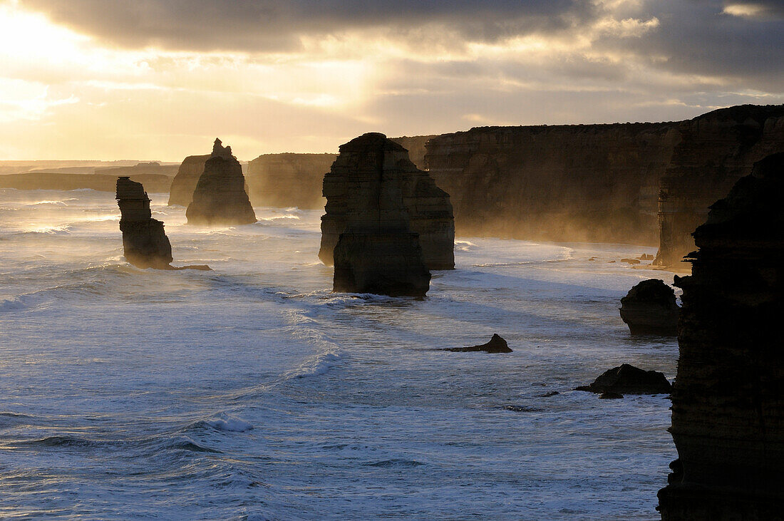 The Twelwe Apostles at sunset, Campbell NP, Victoria, Australia